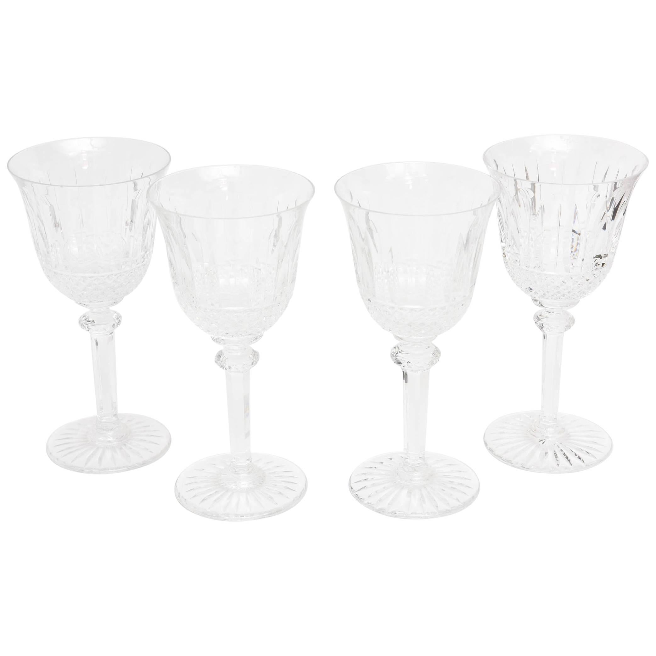 Four Saint Louis Crystal Water Goblets, "Tommy" Pattern