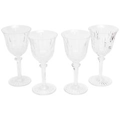 Four Saint Louis Crystal Water Goblets, "Tommy" Pattern