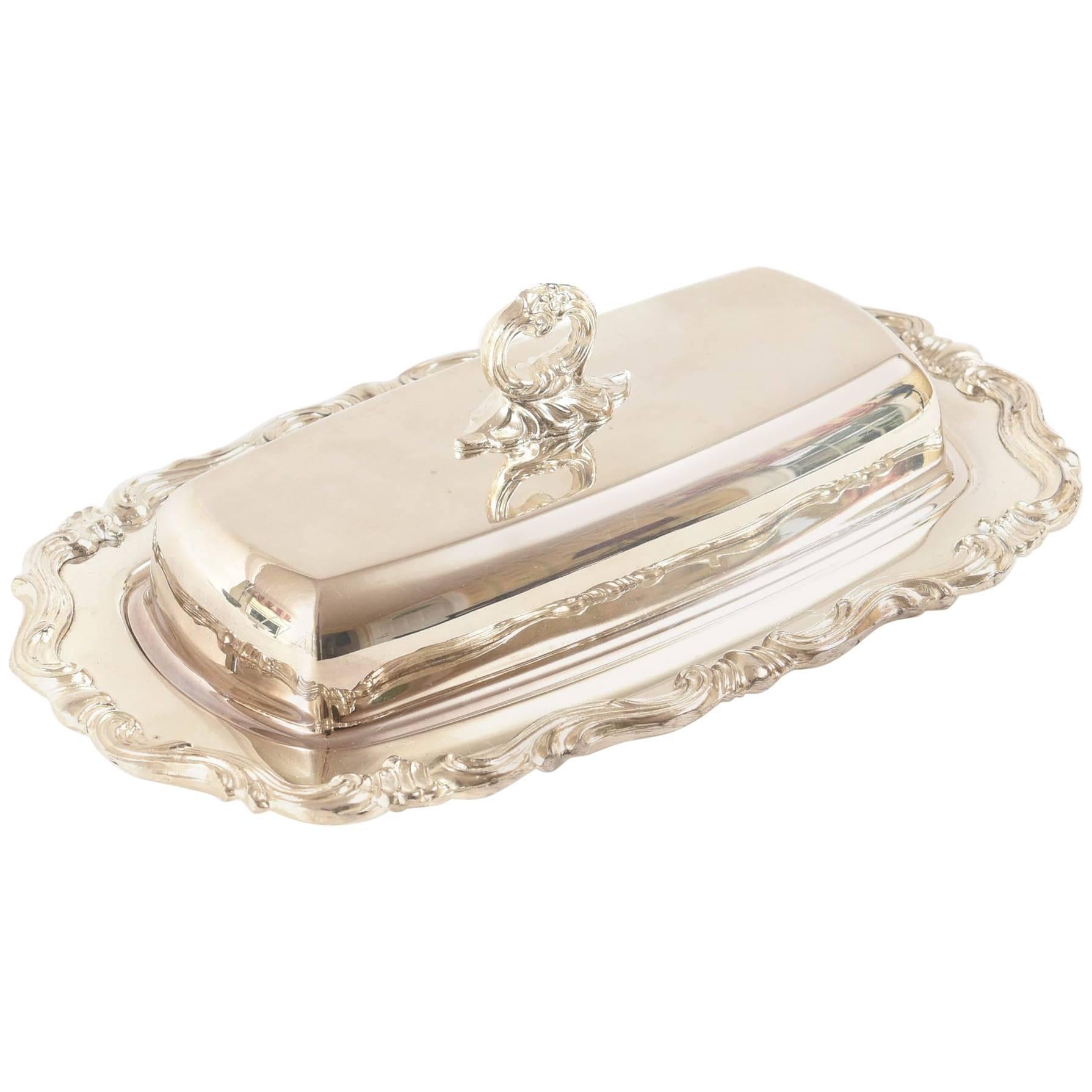 Charming Silver Plated Butter Dish, Vintage