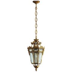 Late 19th Century French Art Nouveau Bronze Lantern Pendant Chandelier 10
