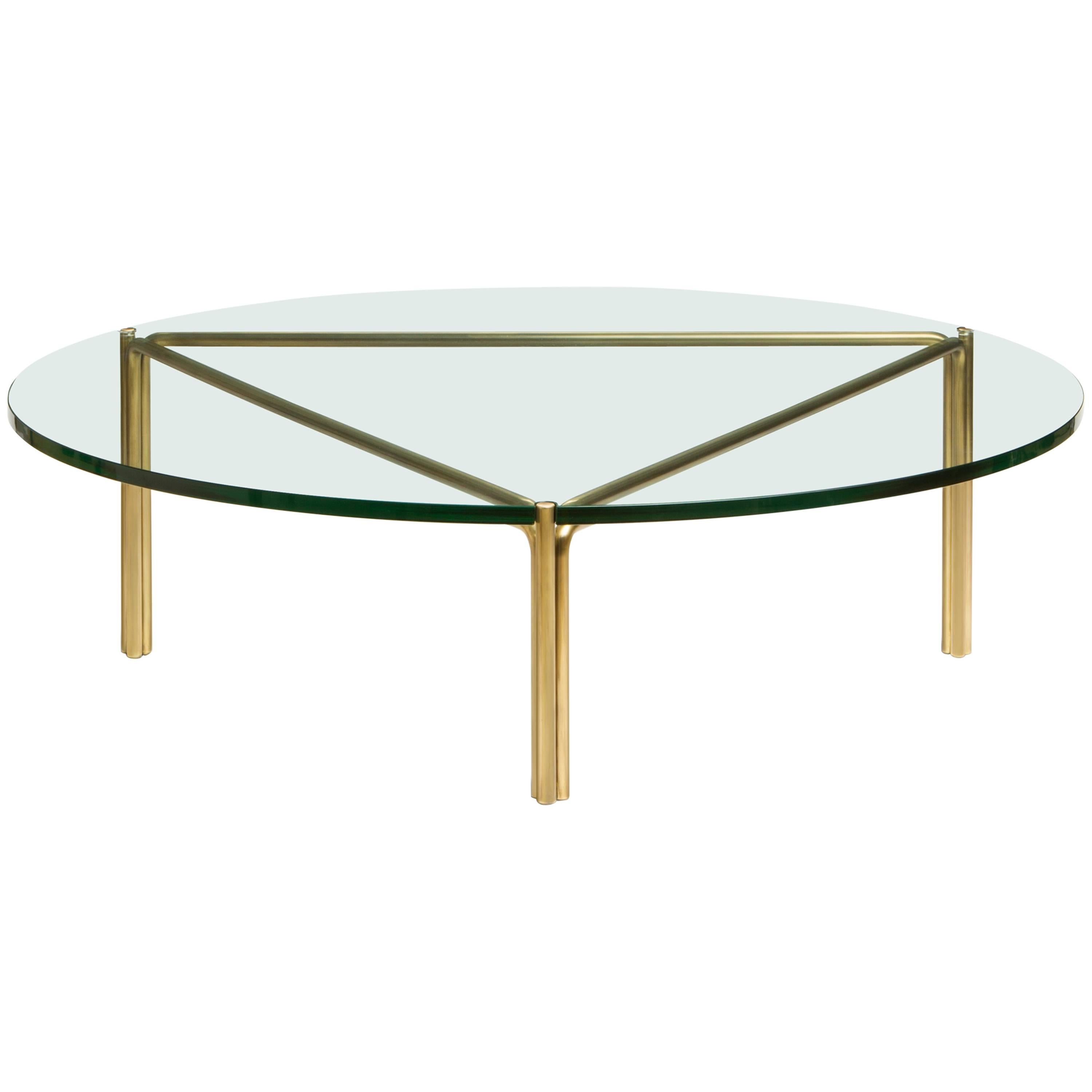 CA4G Contemporary Handcrafted Minimalist Modern Round Glass Coffee Table For Sale