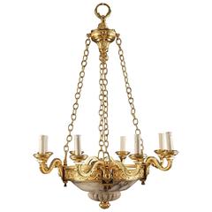 Louis XVI Style Chandelier in Alabaster and Gilt Bronze, Napoleon III Period 7