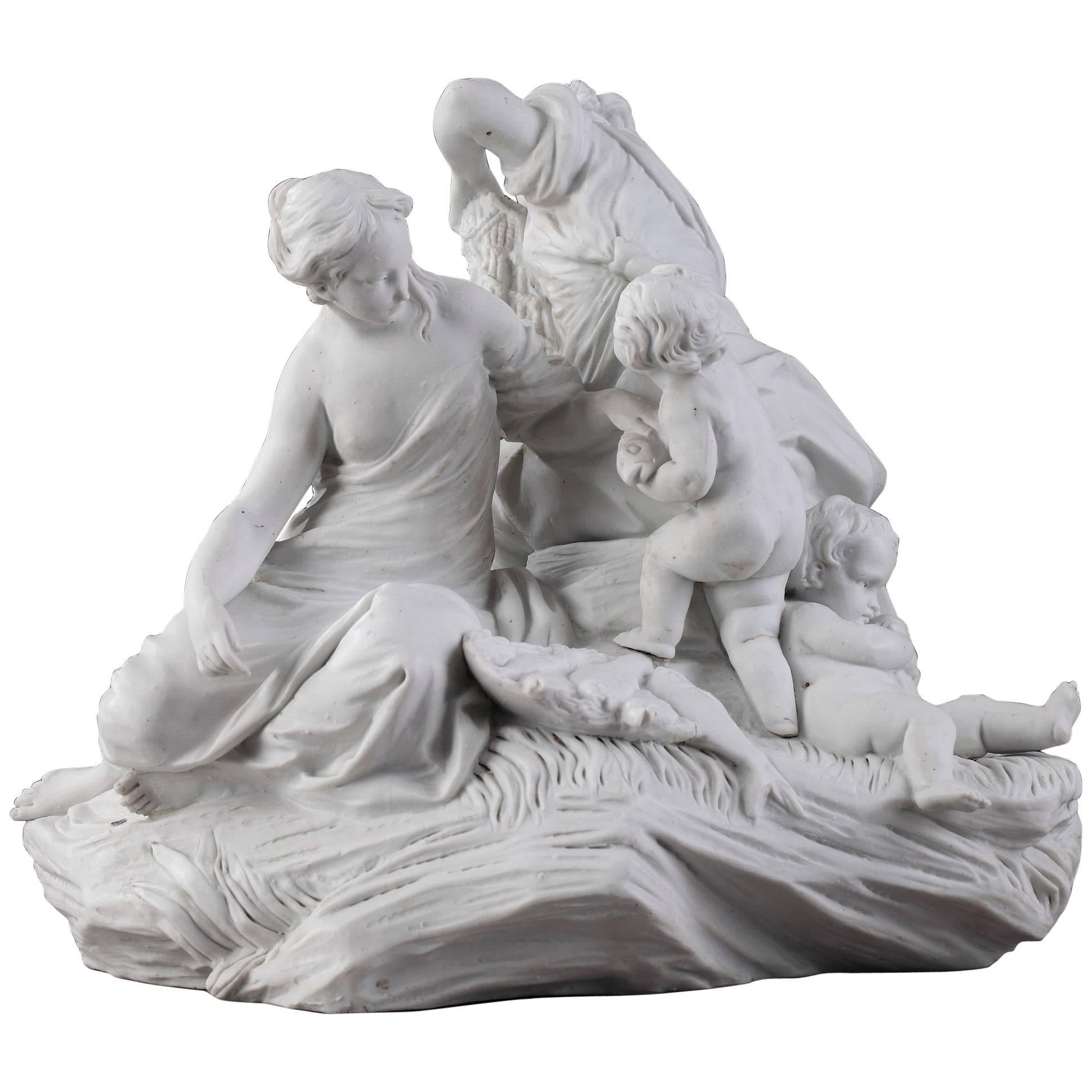 Rare 19th Century Biscuit Group "La Pêche" After a Model by Falconet