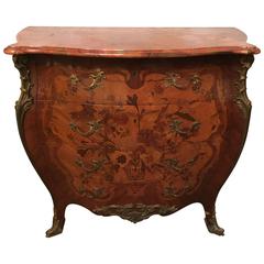 French 19th Century Bombay Commode with Bronze Mounts and Marble Top