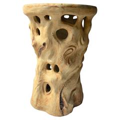 Faux Bois Ceramic Side Table or Garden Stool