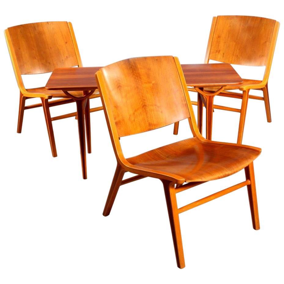 Three AX Chairs and Table  by Peter Hvidt and Orla Mølgaard Nielsen