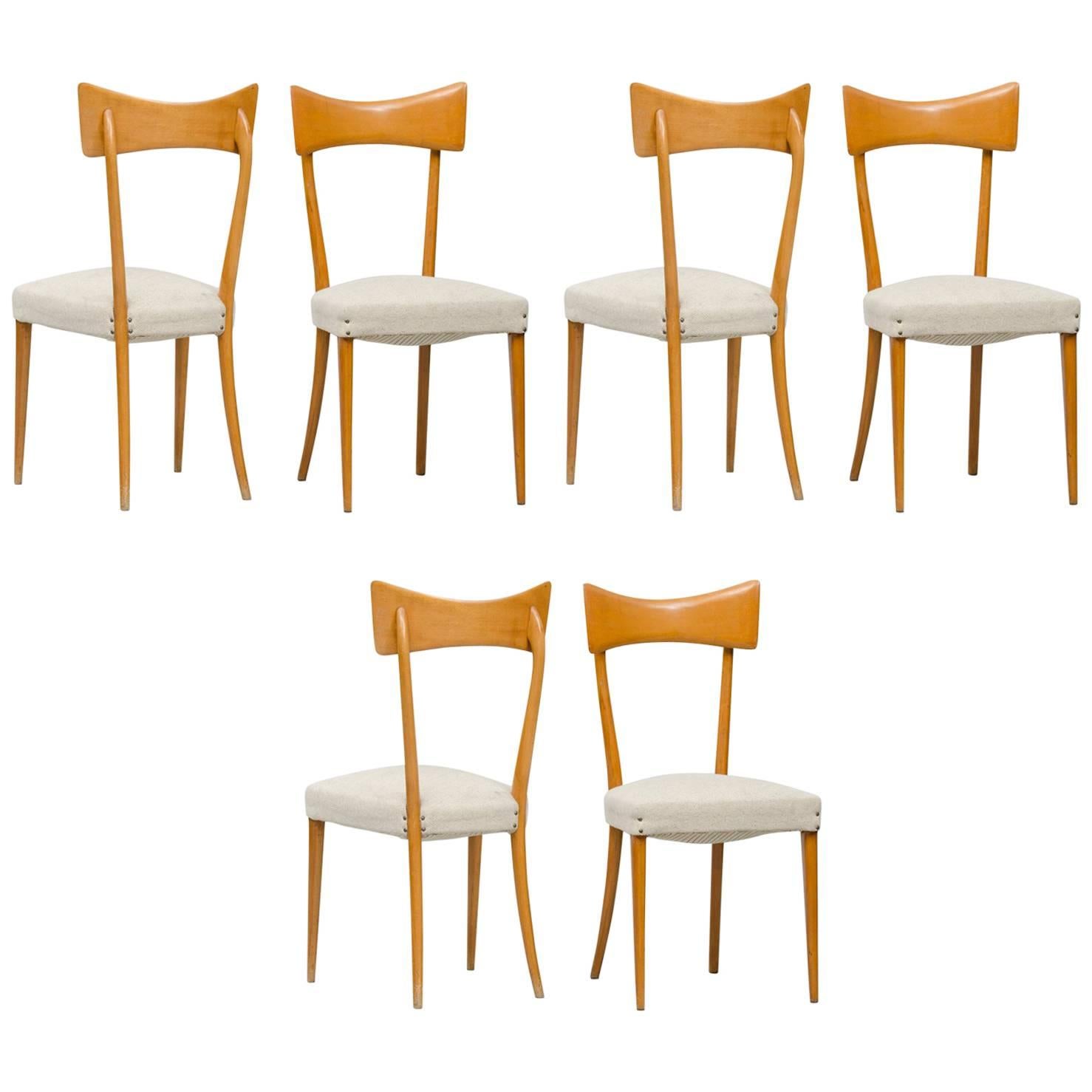 Italian Dining Chairs in the Style of Ico Parisi Set of Six