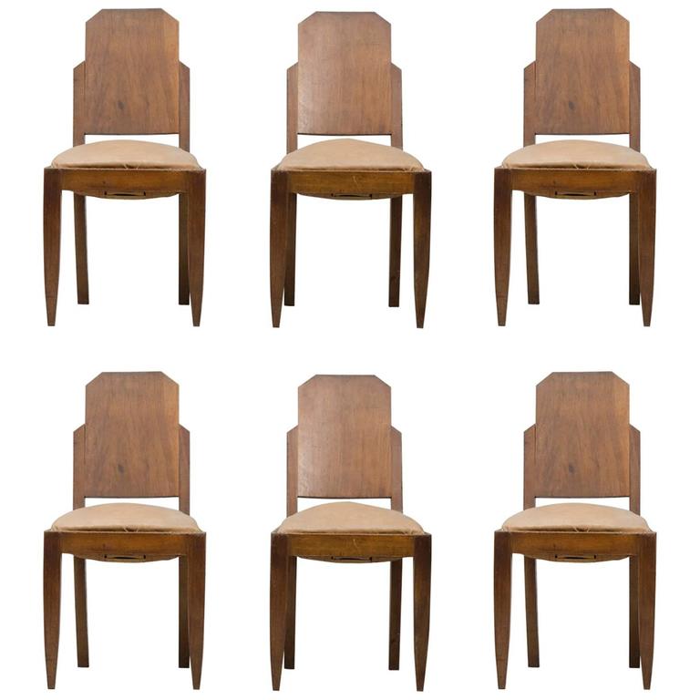 Art Deco Dining Chairs Set of Six For Sale at 1stdibs