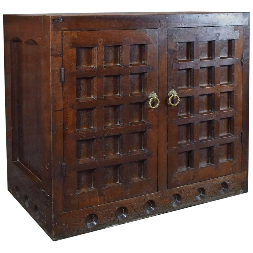 19th Century Arts & Crafts / Medieval Style Oak Cabinet For Sale