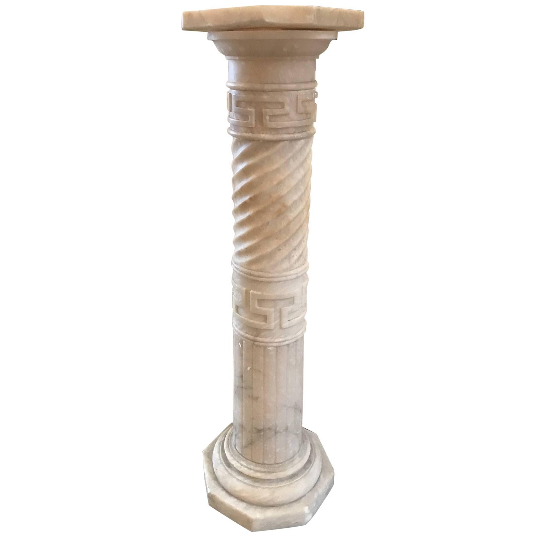 Carved Italian Marble Column Pedestal, 19th Century