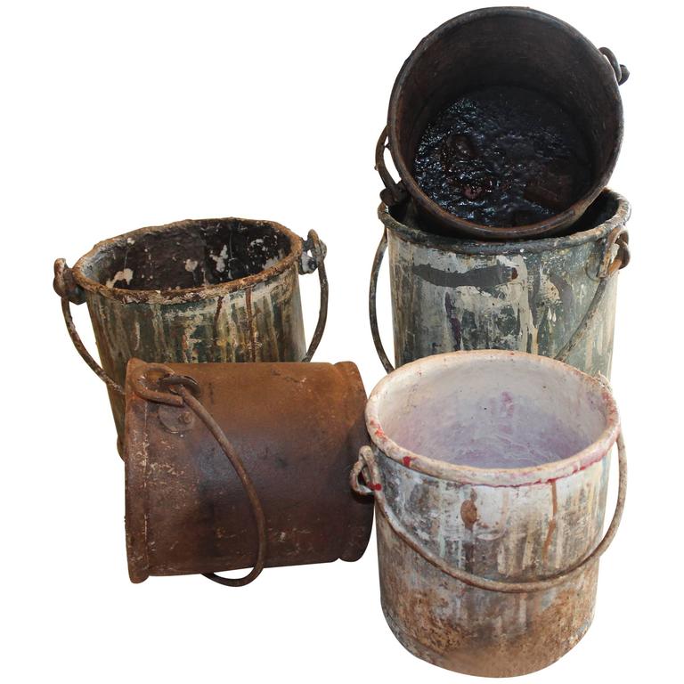 Vintage Metal Paint Buckets For Sale at 1stDibs