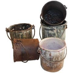 Vintage Metal Paint Buckets