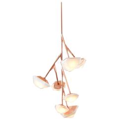Myriad Tall Chandelier in Customizable Finishes, Alabaster White and Copper 8