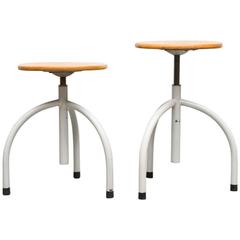 Pair of Cor Alons Designed Oosterwolde Industrial Tripod Stool