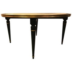 Ebonized Hollywood Regency Coffee Cocktail or Low Table with Leather Top