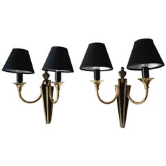 Stunning French Neoclassical Style Pair of Two-Arm Sconces by Maison Jansen