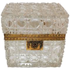 Wonderful French Faceted Cut Crystal Bronze Ormolu-Mounted Casket Jewelry Box 7