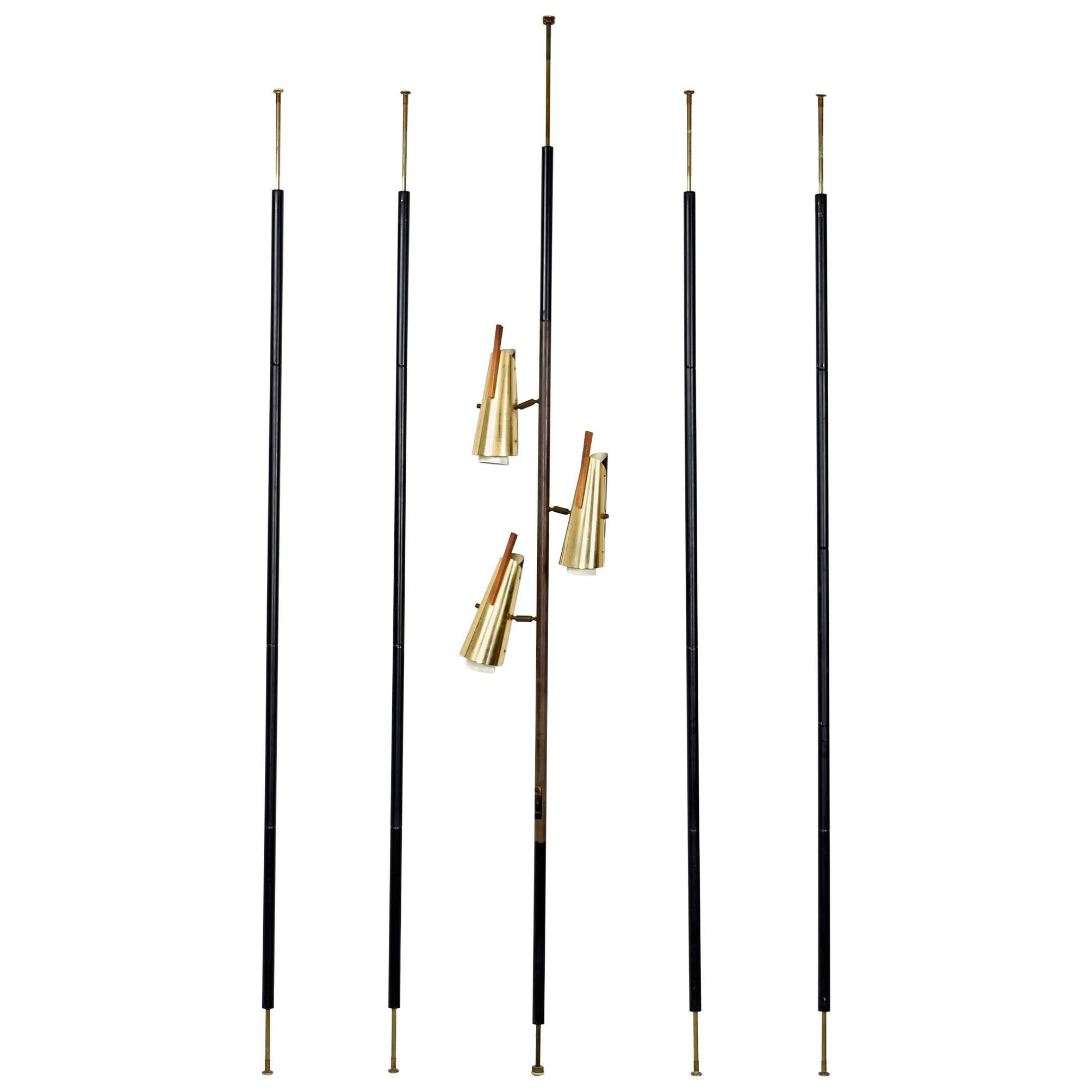 Mid-Century Modern Stiffel Pole Tension Lamps Room Divider, 1950s