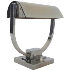 Modernist French Nickeled Brass Desk Lamp, 1930s 2