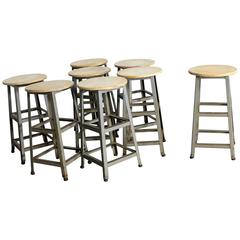Industrial Counter Height Stools Vintage Patinated Steel