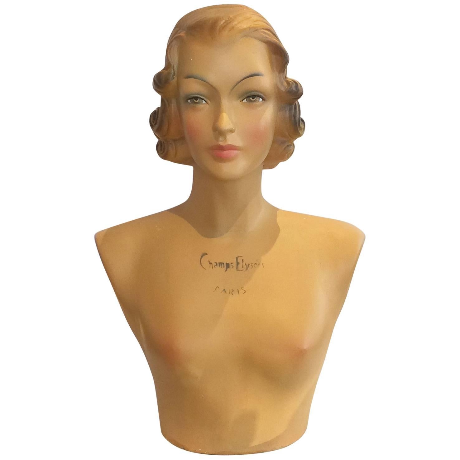 French Midcentury Fashion Mannequin Bust