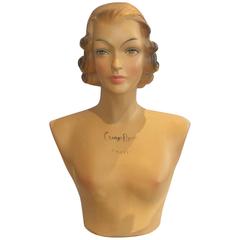 Vintage French Midcentury Fashion Mannequin Bust