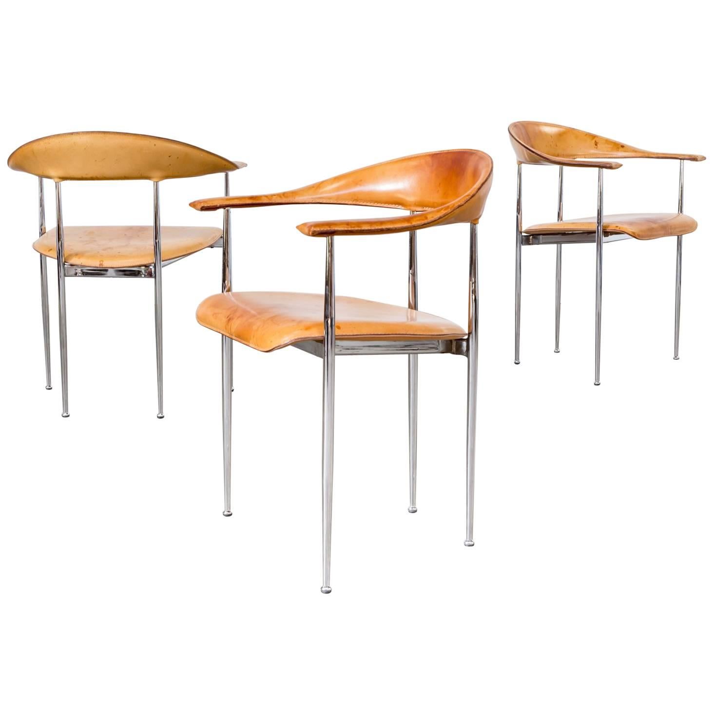 Set of Eight 1980s Giancarlo Vegni & G. Gualtierotti Chair for Fasem, Italy For Sale