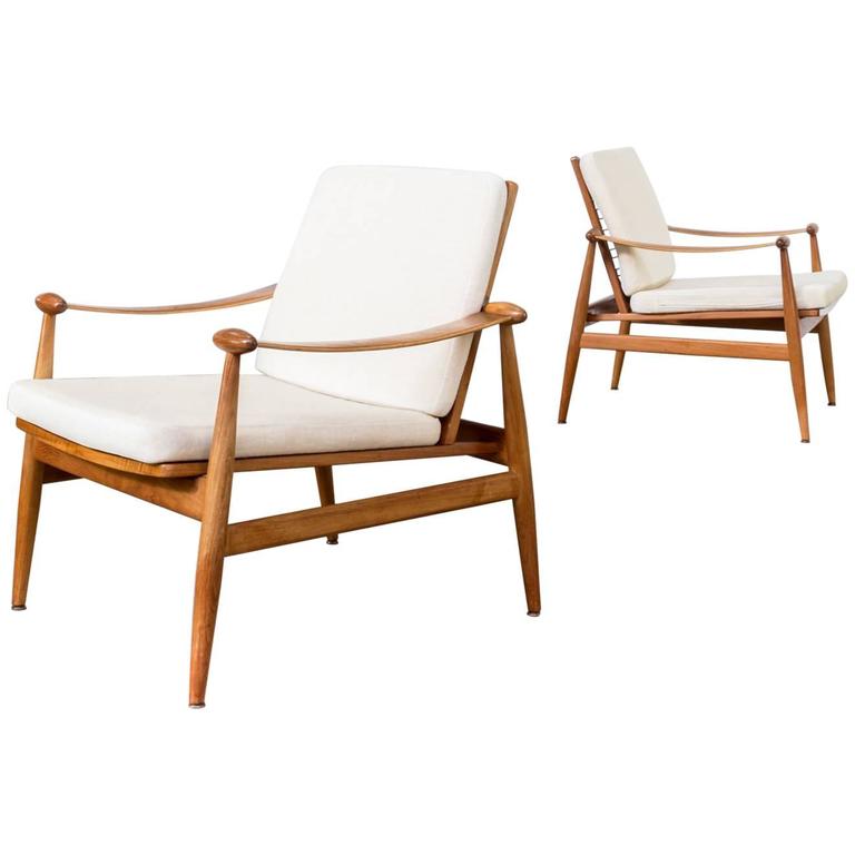 1960s Finn Juhl FD-133 Spade Fauteuil for France and Son, Set of Two at  1stDibs | fauteuil finn juhl