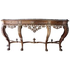 Spanish Console Table with Marble Top by Mariano Garcia