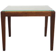 Vintage French Tiger Oak Side Table by Rene Gabriel, Reconstruction Period, Late 1940s