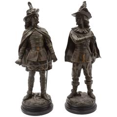 Antique Large Pair of French Spelter Figures, circa 1890