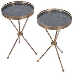 Pair of Small Faux Bamboo Side Tables, French, 1960s