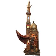 19th Century Franz Bergmann Polychrome Cold-Painted Bronze Lamp of a Mosque