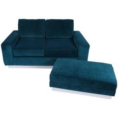 Pair of Sofas and Ottoman, French, 1960s