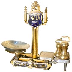 Antique 19th Century Set of Rowntree’s Sweetshop Scales with Brass Bell Weights