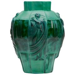 Artur Pleva Curt Schlevogt Vase en verre malachite Art Deco