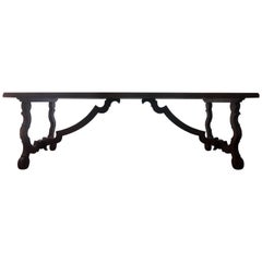 Large Spanish Dining Room Table with Lyre Leg
