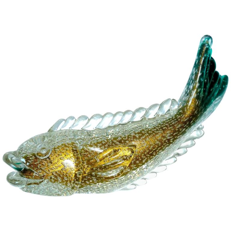 Flavio Poli Murano Glass Fish for Archimede Seguso 1937 Bullicante with