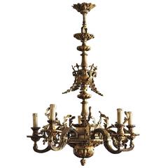 Empire Style Solid Fire-Gilded Bronze Five-Arm Chandelier, circa 1880 12
