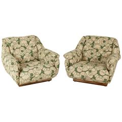 Two Armchairs Foam Fabric Vintage Manufactured in Italy, 1960s-1970s