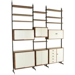 Bookcase Rosewood Veneer Brass Metal Vintage Manufactured in Italy, 1960s 7