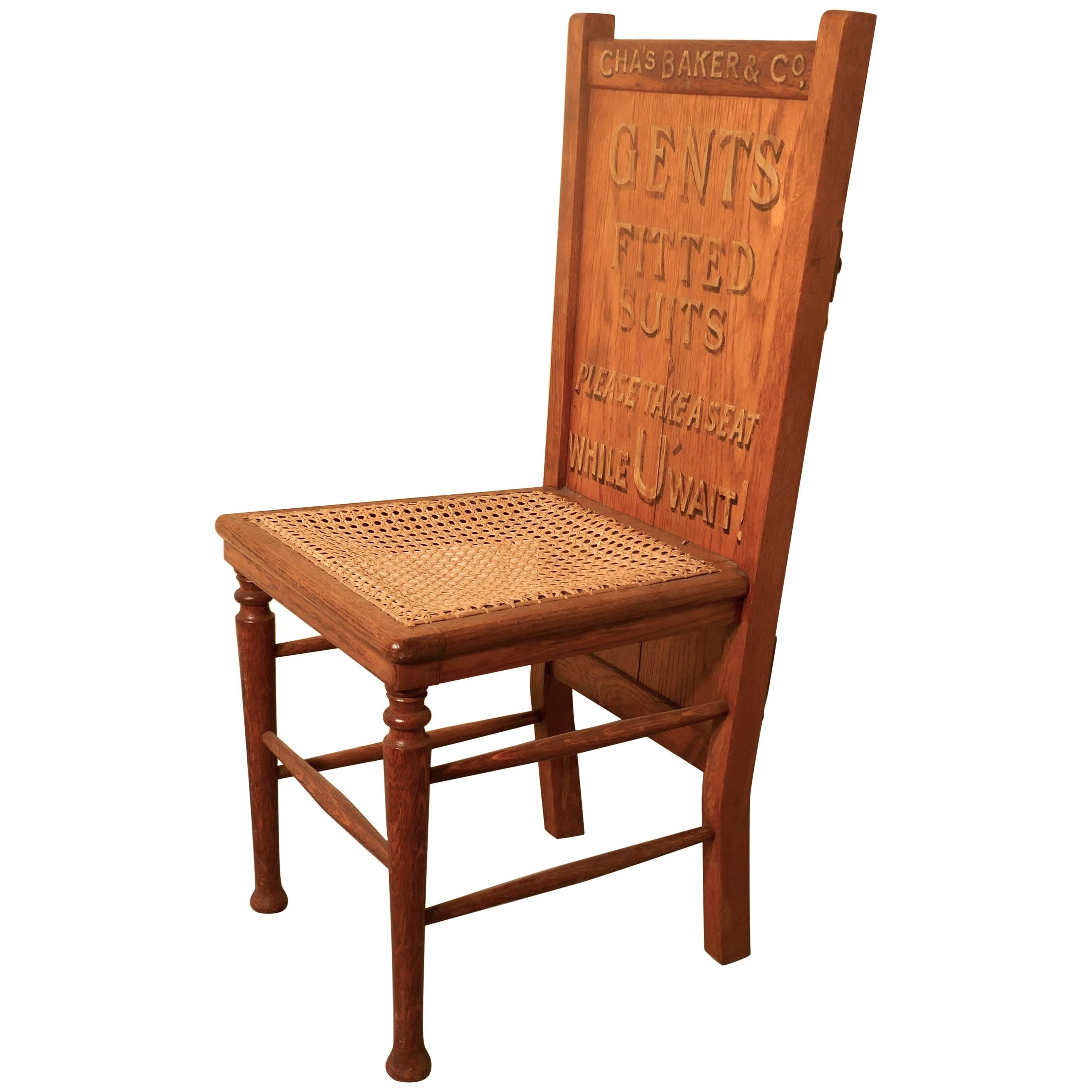 Victorian Oak Trouser Press Chair Gentleman’s Outfitter Shop Display