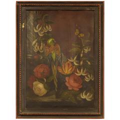 Framed 19th Century Oil on Tin of Parrot