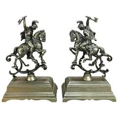 Pair of 19th Century Brass Statues, Bookends