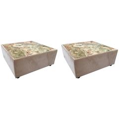Couple of Side or Coffee Table with Original Marble Top, Italy, 1970s 8