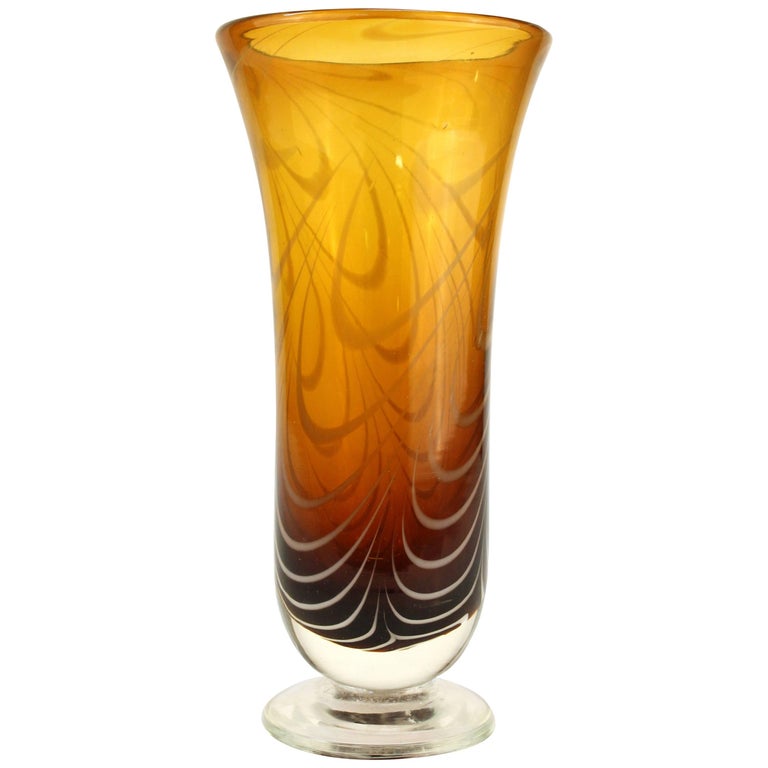 Amber Art Glass Vase For Sale at 1stDibs