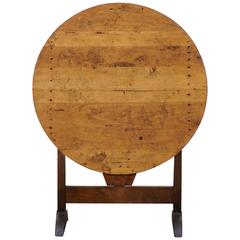 French Round Light Color Tilt-Top Wine Tasting Table from the Late 19th Century