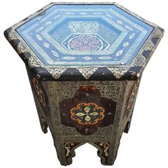 Metal / Camel Bone Inlaid Side Table, Diamond