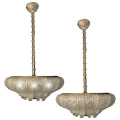 Pair of Barovier & Toso Chandeliers, Venice, 1940s 11