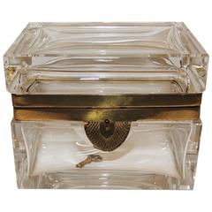 Wonderful French Deco Bronze Crystal Glass Ormolu Mounting Casket Jewelry Box
